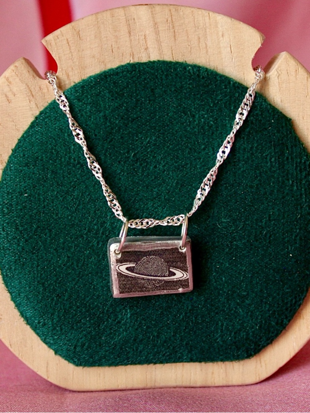 Sterling Silver Necklace with Saturn Pendant Necklace